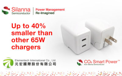 Elementech Chooses Silanna Semiconductor CO2 Smart Power™ AC/DC Active Clamp Flyback Technology for Ultra-Compact High-Speed 65W USB-PD Adapter