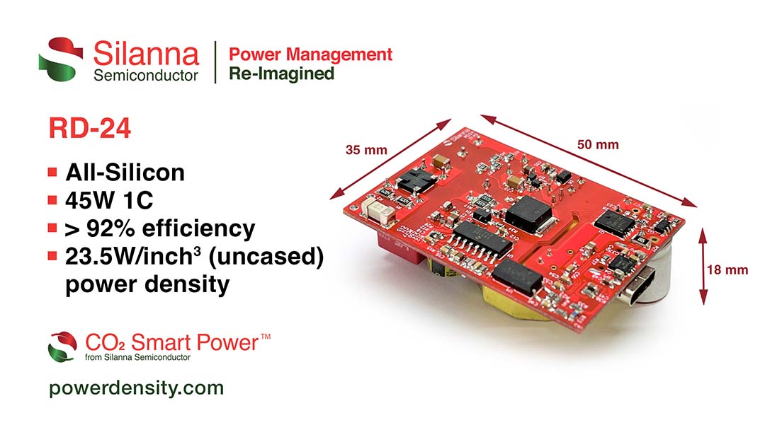 Silanna Semiconductor Adds All-Silicon 45W Option to Family of Ultra-Efficient Production-Ready Fast Charger Reference Designs